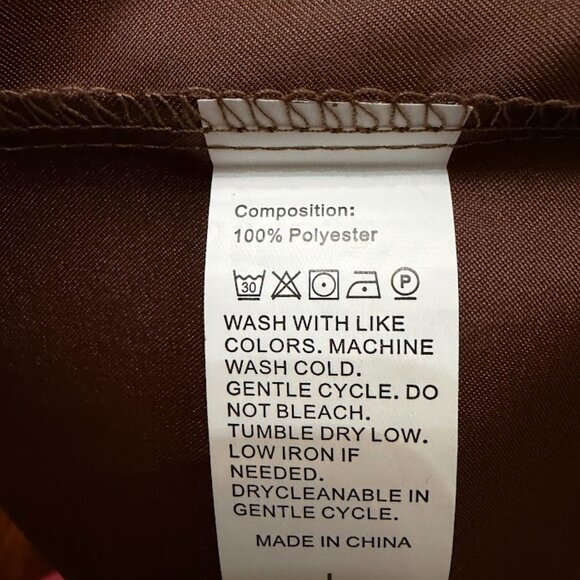 Brown Pajama Set – Long Sleeve Button Top & Wide-Leg Pants (L) - Picture 8 of 8